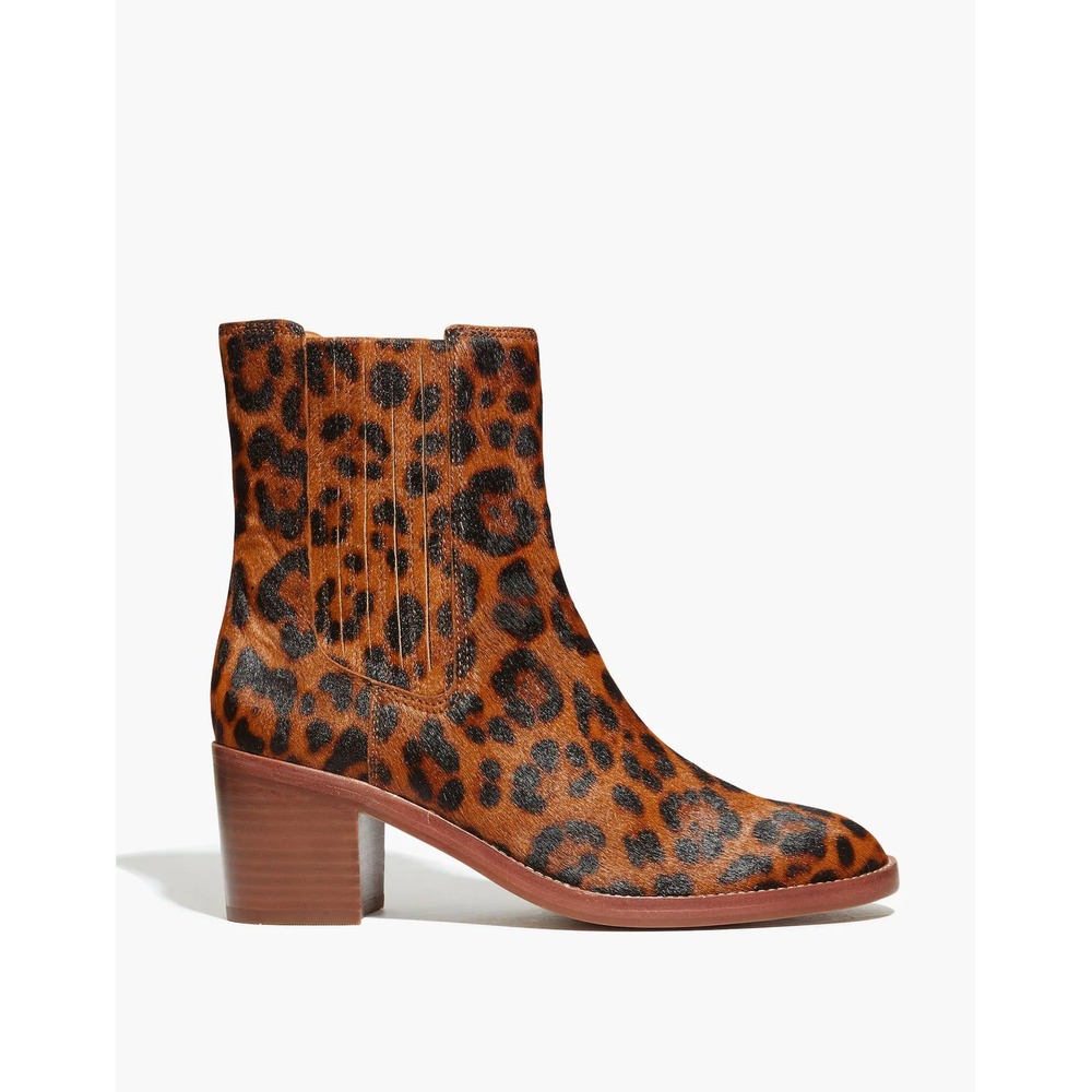 Madewell Autumn High Chelsea Boot Leopard Calf Hair New Fall Boho Quiet Luxury 9
